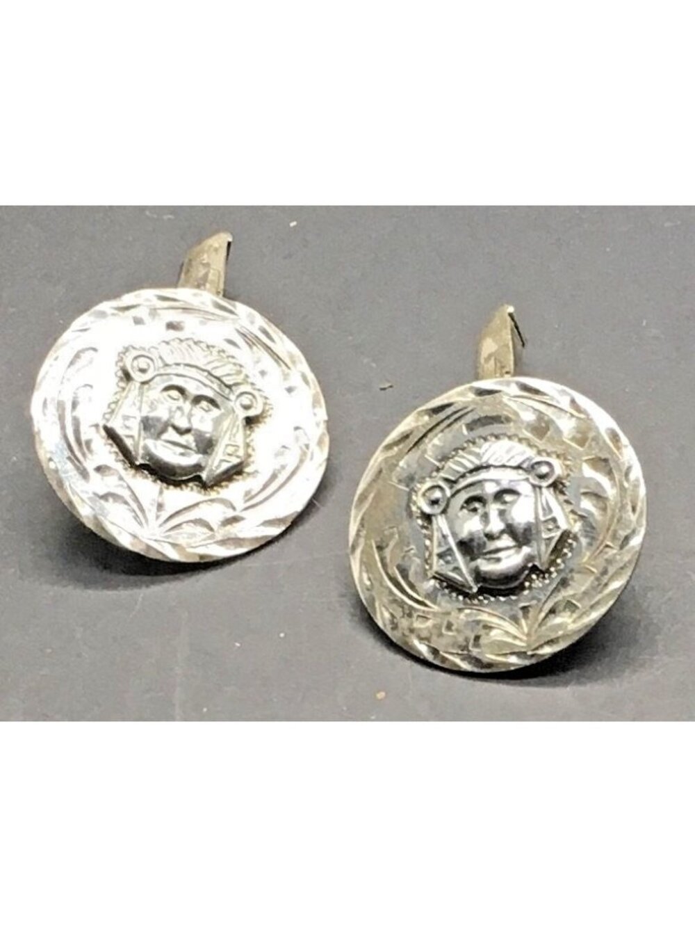 Sterling Silver Cufflinks  Warrior Aztec Mayan Mask Mexican 925